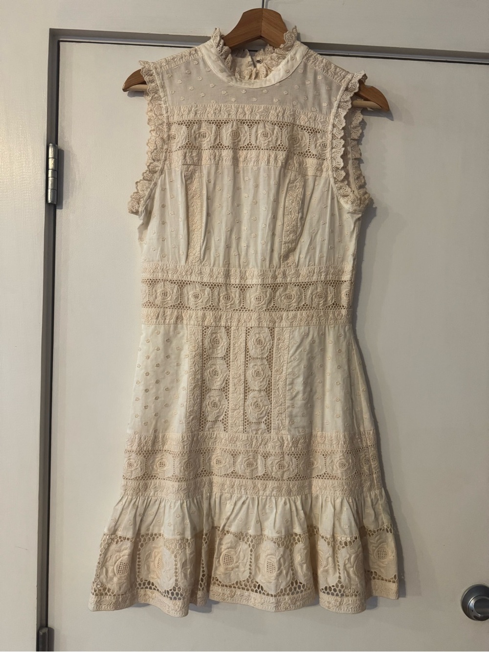 Zimmermann Cream Lace Eyelet Mini Dress